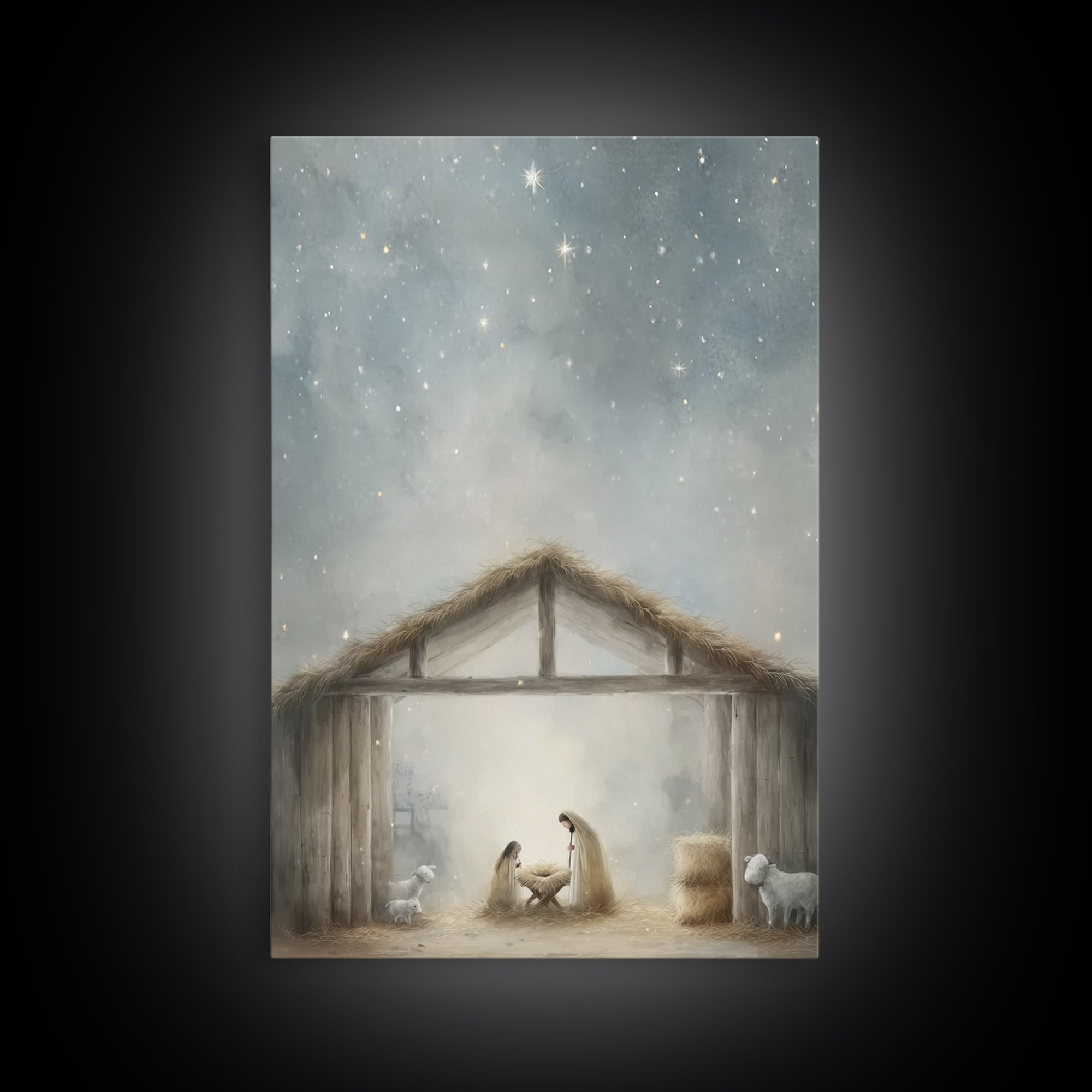 Heaven’s Radiance, Framed Canvas Print, Christian Wall Art, Christian Art Canvas, Christmas Art, Christian Christmas Art, Christian Gift Id