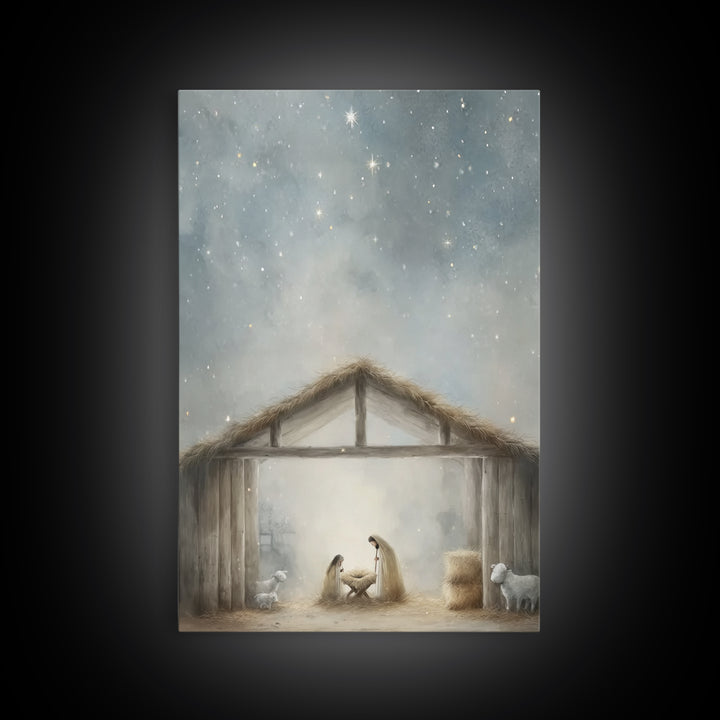 Heaven’s Radiance, Framed Canvas Print, Christian Wall Art, Christian Art Canvas, Christmas Art, Christian Christmas Art, Christian Gift Id