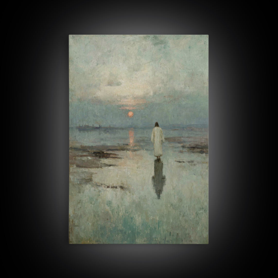 Sunset Messiah – Framed Canvas Print – Christian Wall Art – Christian Art Canvas – Jesus Painting – Christmas Art Prints