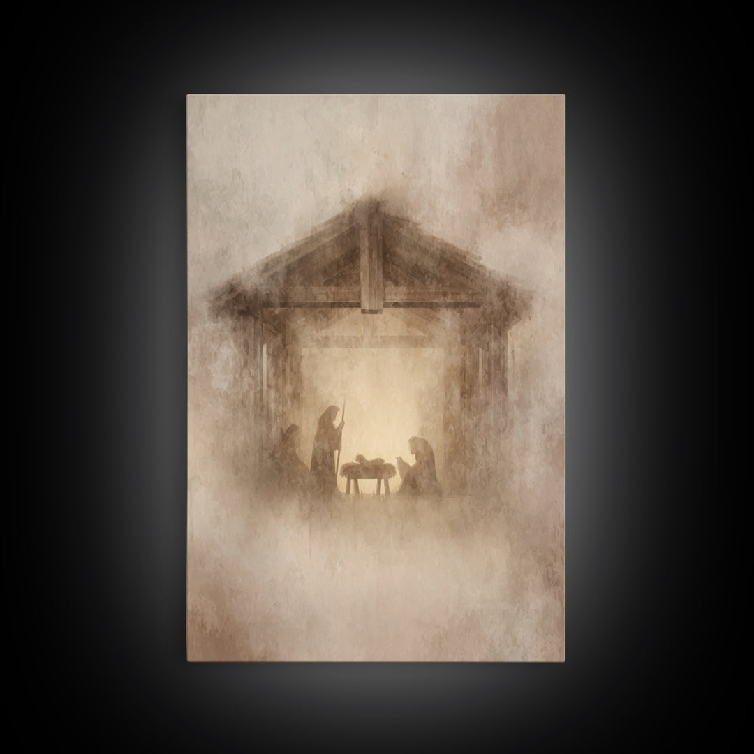 Humble Nativity – Framed Canvas Print – Christian Wall Art – Christian Art Canvas – Christmas Art – Christian Christmas Art – Christian Dec