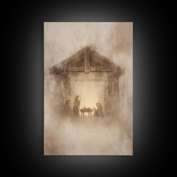Humble Nativity – Framed Canvas Print – Christian Wall Art – Christian Art Canvas – Christmas Art – Christian Christmas Art – Christian Dec