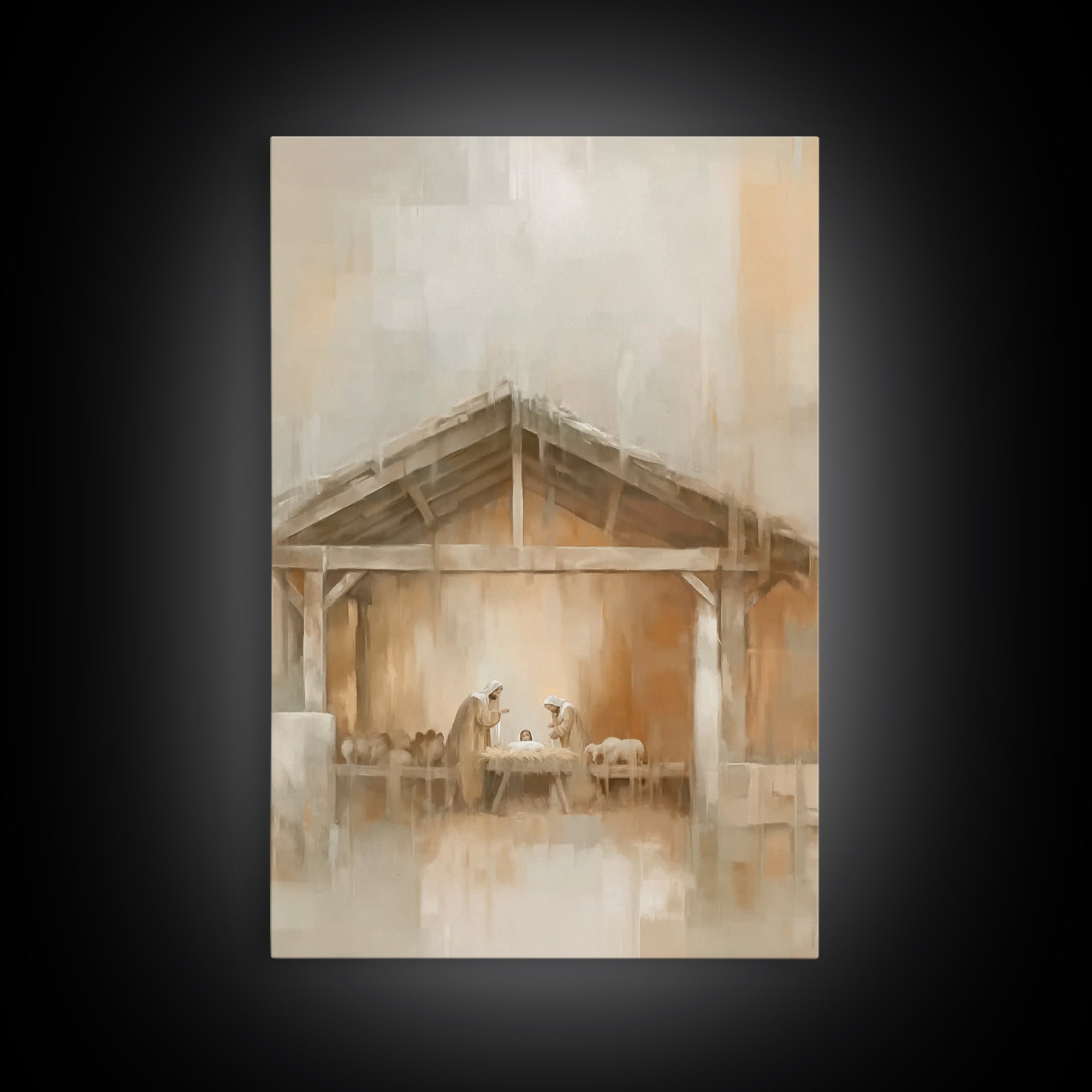 Quiet Manger Light – Framed Canvas Print – Christian Wall Art – Christian Art Canvas – Christmas Art – Christian Christmas Art – Christian