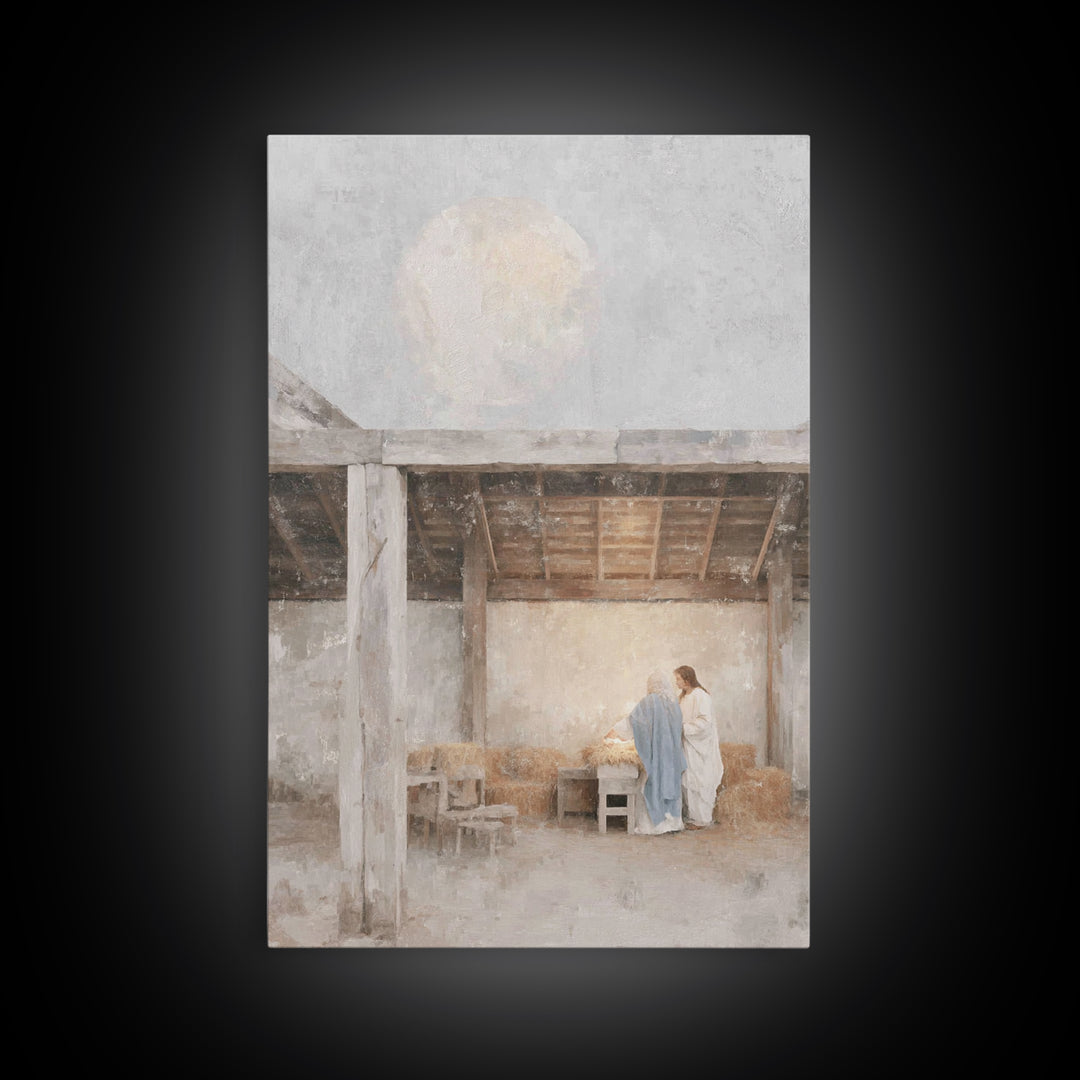 Sacred Arrival | Framed Canvas Print | Christian Wall Art | Christian Art Canvas | Christmas Art | Christian Christmas Art | Christian Deco