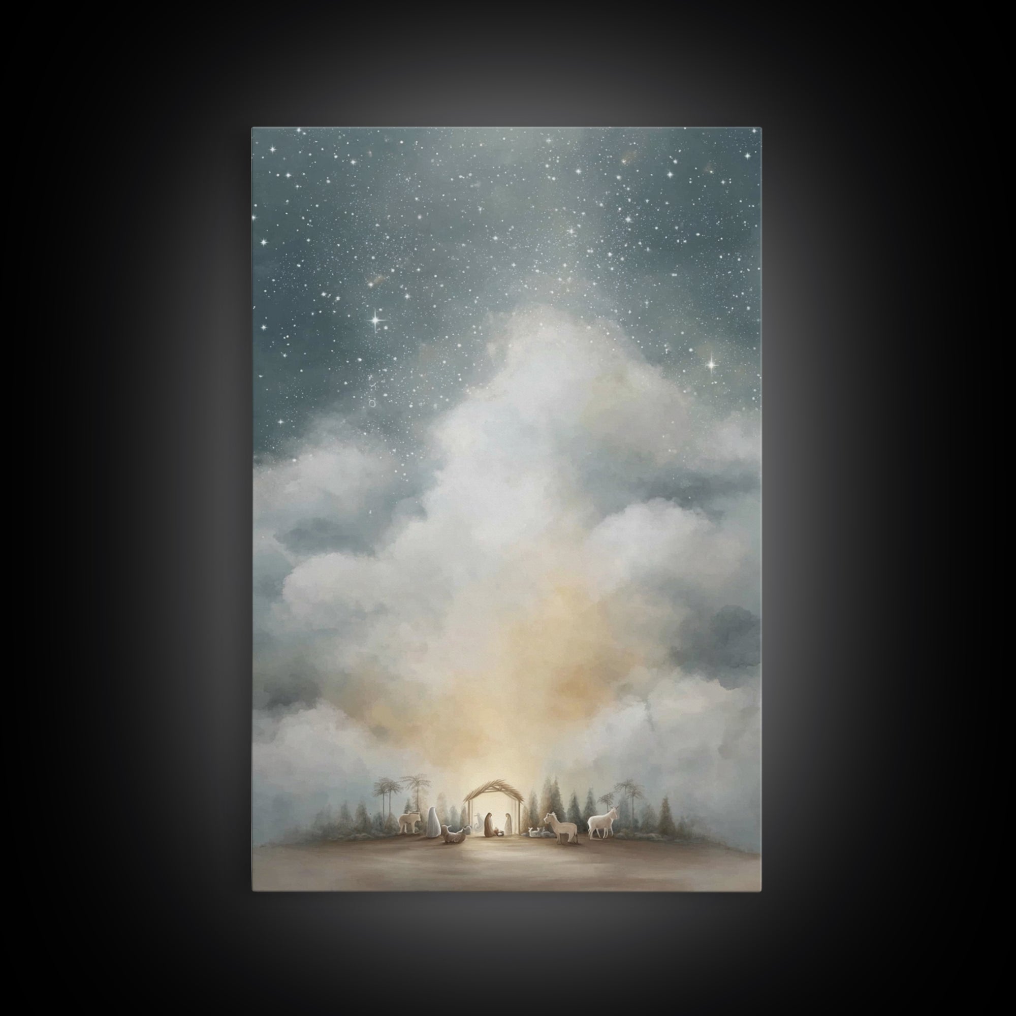 Heavenly Visitation | Framed Canvas Print | Christian Wall Art | Christian Art Canvas | Christmas Art | Christian Christmas Art | Christian