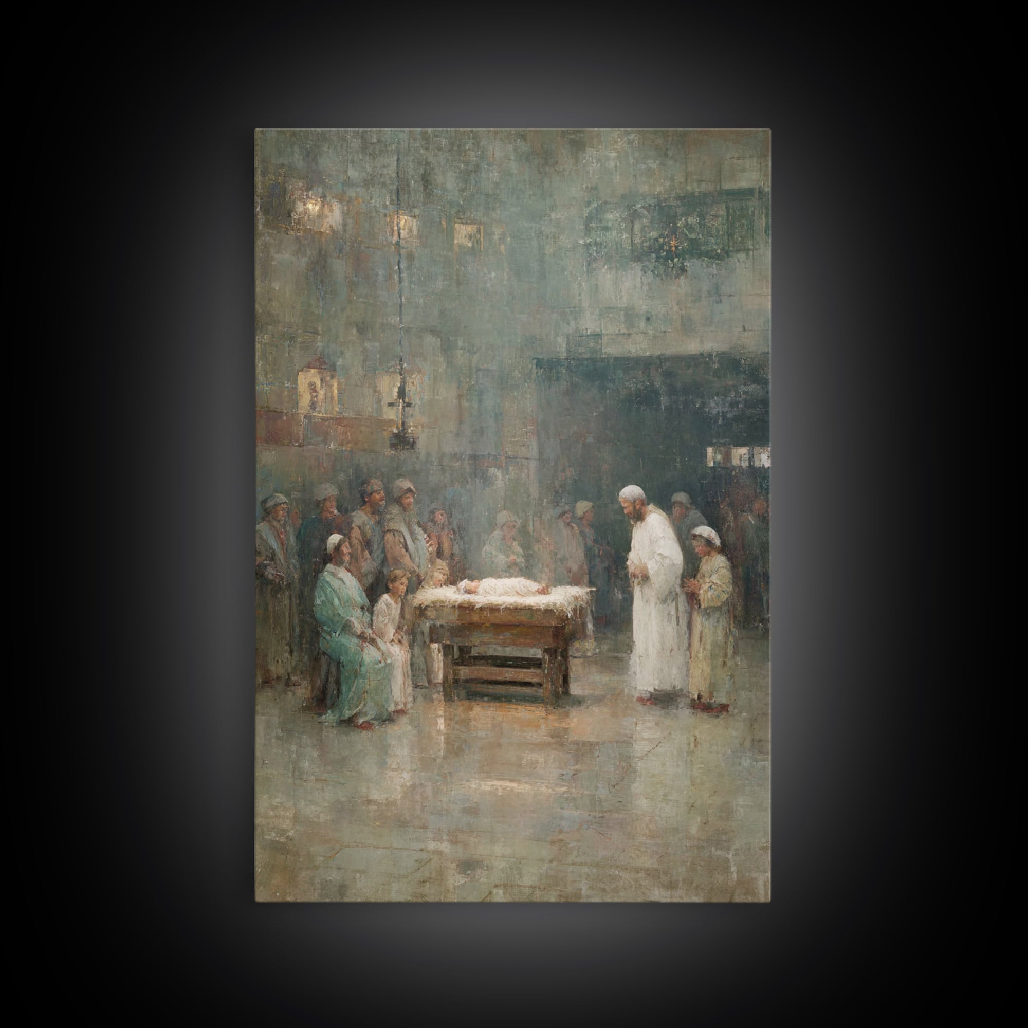 Sacred Gathering, Framed Canvas Print, Christian Wall Art, Christian Art Canvas, Christmas Art, Christian Christmas Art, Christian Gift Ide