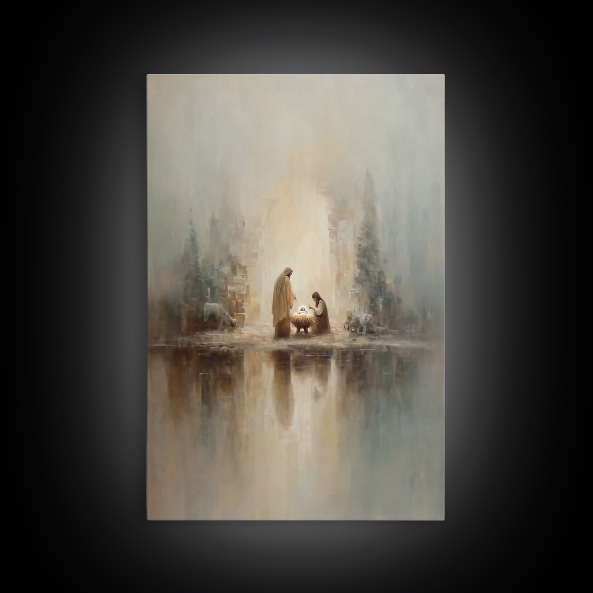 Peaceful Nativity – Framed Canvas Print – Christian Wall Art – Christian Art Canvas – Christmas Art – Christian Christmas Art – Christian D