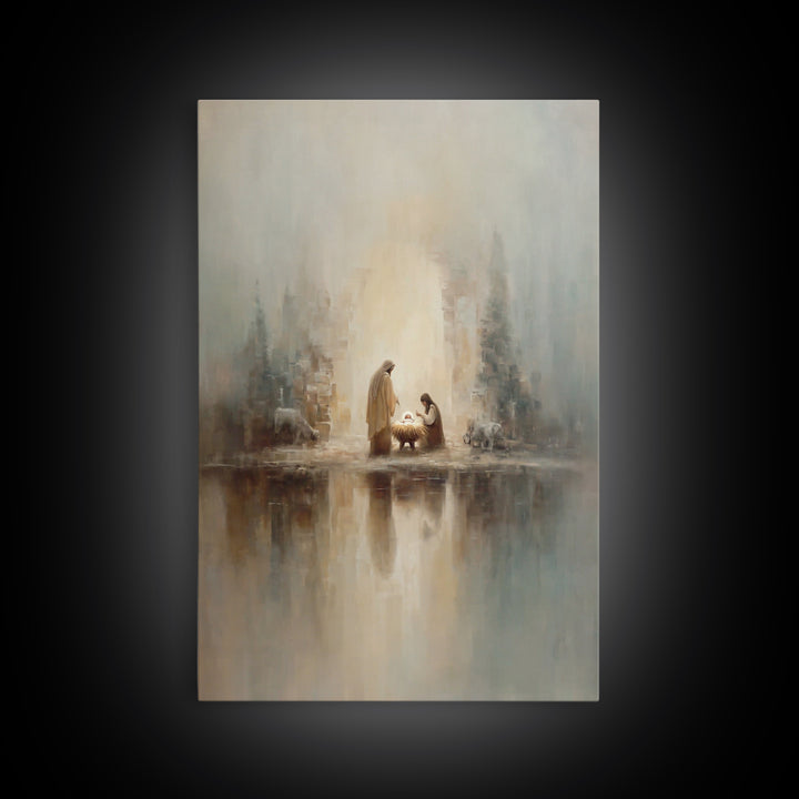 Peaceful Nativity – Framed Canvas Print – Christian Wall Art – Christian Art Canvas – Christmas Art – Christian Christmas Art – Christian D