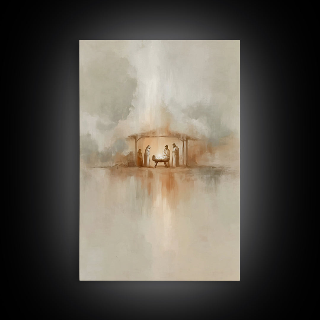 Radiant Manger Light – Framed Canvas Print – Christian Wall Art – Christian Art Canvas – Christmas Art – Christian Christmas Art – Christia