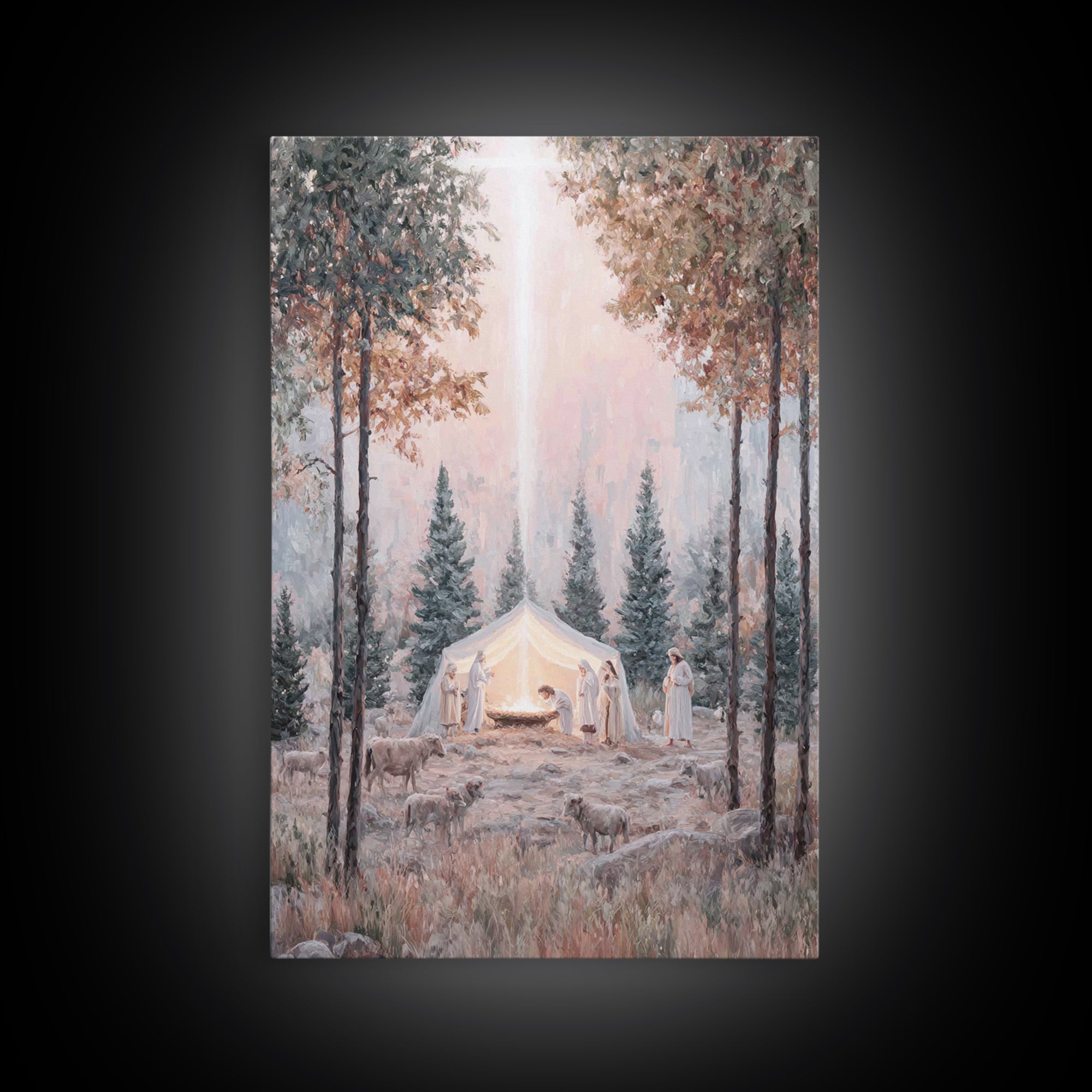 Forest Nativity Dawn – Framed Canvas Print – Christian Wall Art – Christian Art Canvas – Christmas Art – Christian Christmas Art – Christia