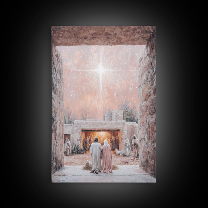 Celestial Nativity, Framed Canvas Print, Christian Wall Art, Christian Art Canvas, Christmas Art, Christian Christmas Art, Christian Decora