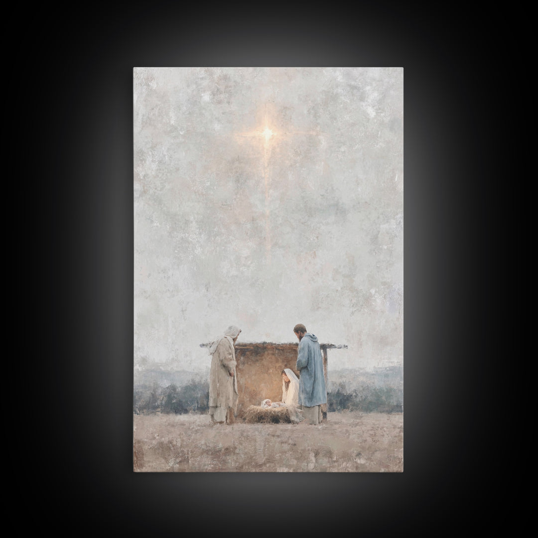 Quiet Bethlehem Night – Framed Canvas Print – Christian Wall Art – Christian Art Canvas – Christmas Art – Christian Christmas Art – Christi