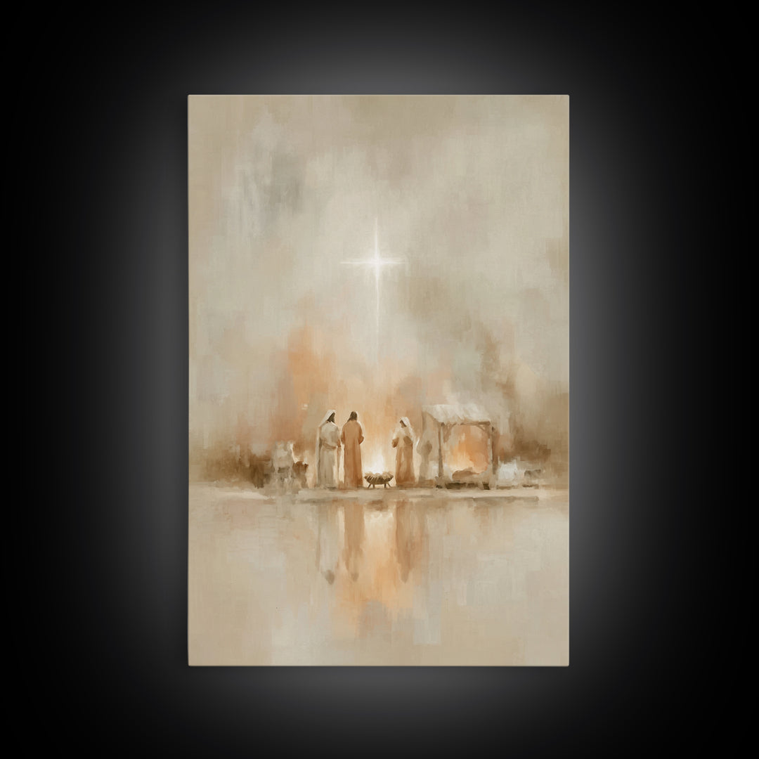 The Guiding Star – Framed Canvas Print – Christian Wall Art – Christian Art Canvas – Jesus Painting – Christian Christmas Art – Christmas W