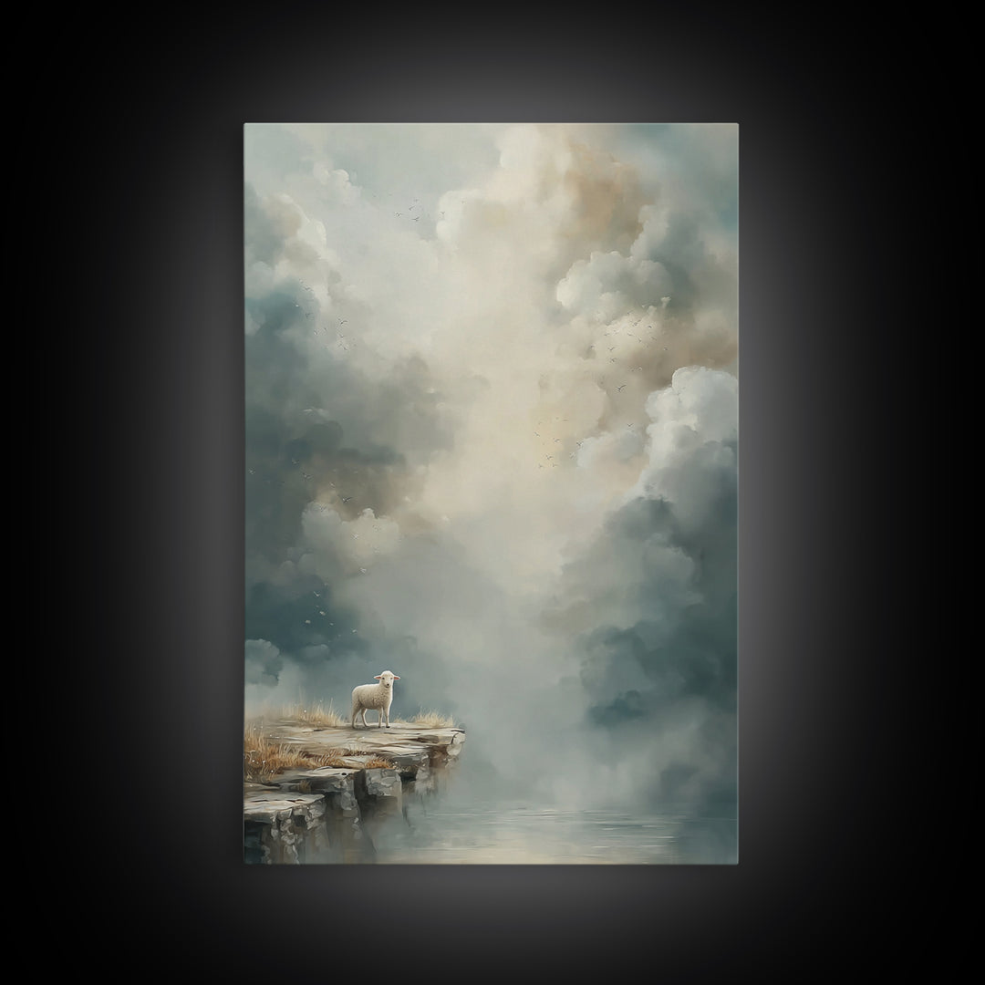 Heavenly Stillness, Framed Canvas Print, Christian Wall Art, Christian Art Canvas, Subtle Christian Art, Modern Christian Painting, Christi