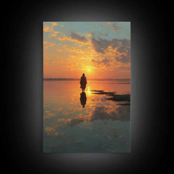 Sunset Messiah – Framed Canvas Print – Christian Wall Art – Christian Art Canvas – Large Jesus Painting – Christian Painting – Christian Ar