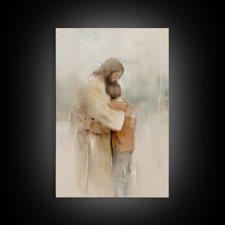 Everlasting Embrace – Framed Canvas Print – Christian Wall Art – Christian Art Canvas – Jesus Painting – Christian Art Print – Subtle Chris