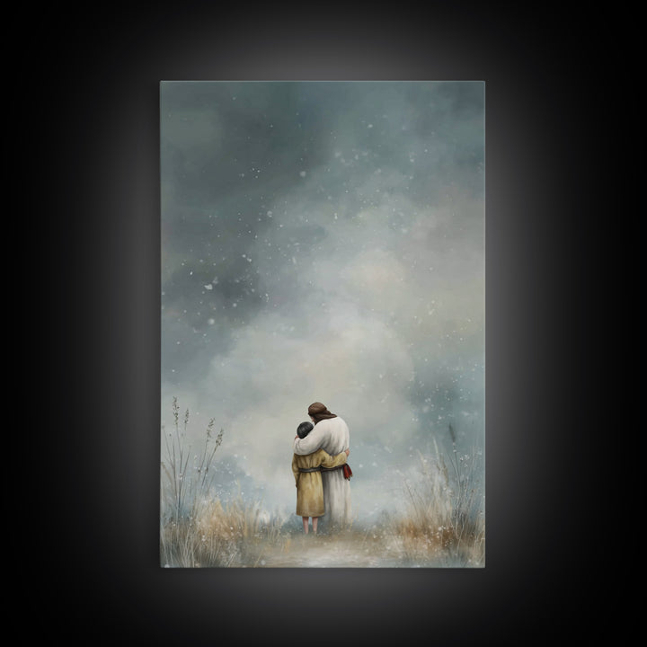 Snowfall Comfort, Framed Canvas Print, Christian Wall Art, Christian Art Canvas, Christian Paintings, Christian Art Gift, Subtle Christian