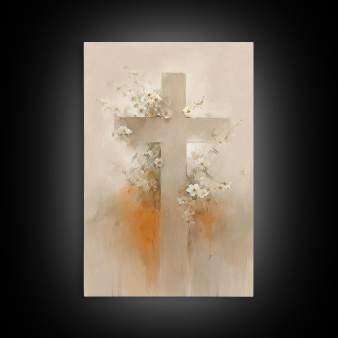 Cross Of Renewal, Framed Canvas Print, Christian Wall Art, Christian Art Canvas, Christian Paintings, Christian Art Work, Christian Decor