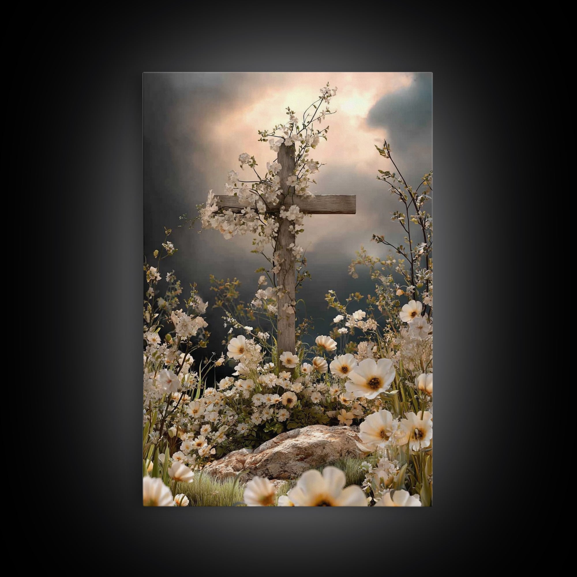 Blossoms Of Grace - Framed Canvas Print - Christian Wall Art - Christian Art Canvas - Jesus Painting - Christian Decor - Christian Gift