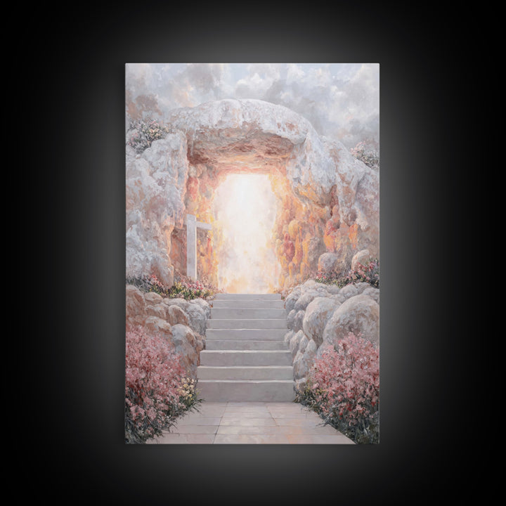 Stairway To Light - Framed Canvas Print - Christian Wall Art - Christian Art Painting - Large Christian Art - Christian Canvas Art - Christ