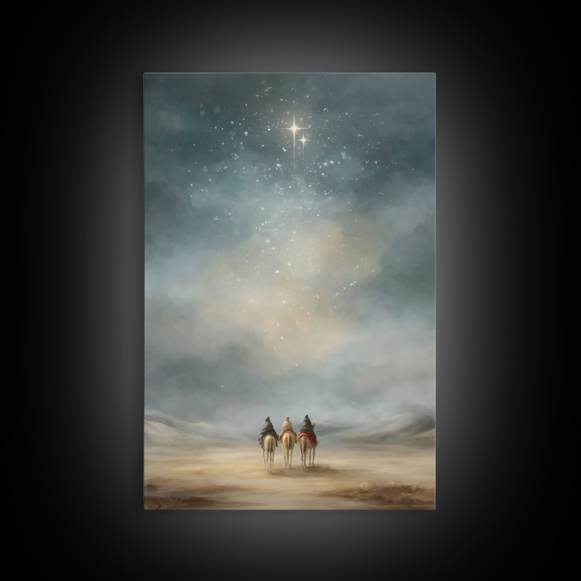 Starry Distant Journey – Framed Canvas Print – Christian Wall Art – Christian Art Canvas – Christmas Art Prints – Christian Christmas Art –