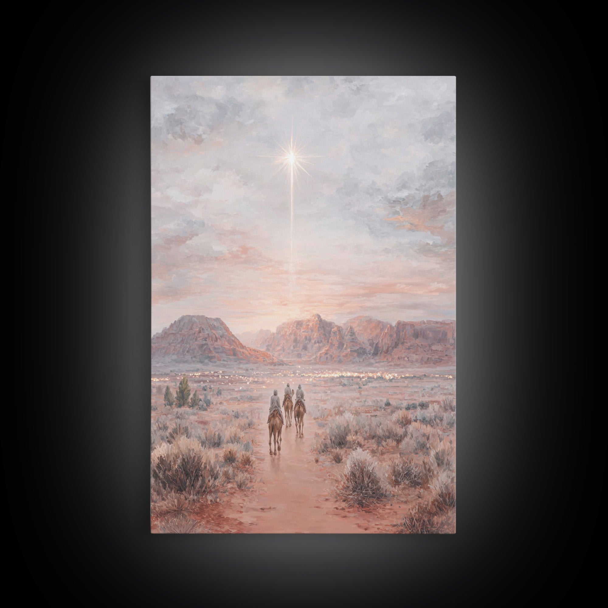 Desert Star Path | Framed Canvas Print | Christian Art Canvas | Christian Wall Art | Christmas Art Work | Christian Christmas Art | Christi