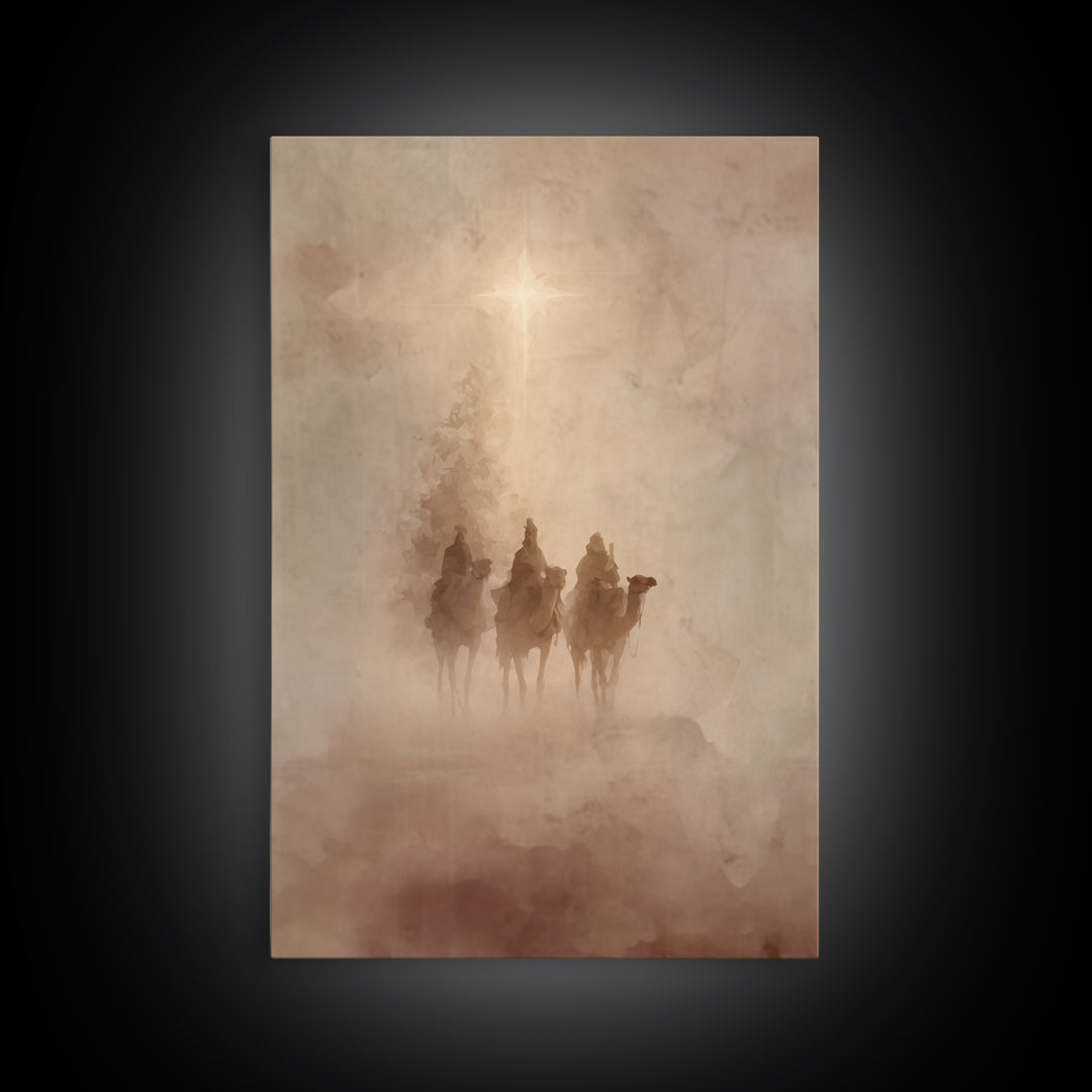 Three Kings Rising – Framed Canvas Print – Christian Christmas Art – Christian Art Canvas – Christmas Wall Art – Christian Wall Art – Chris
