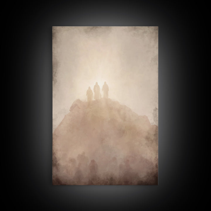 Sacred Summit Vision | Framed Canvas Print | Christian Wall Art | Jesus Painting | Christian Art Canvas | Modern Christian Art | Christian