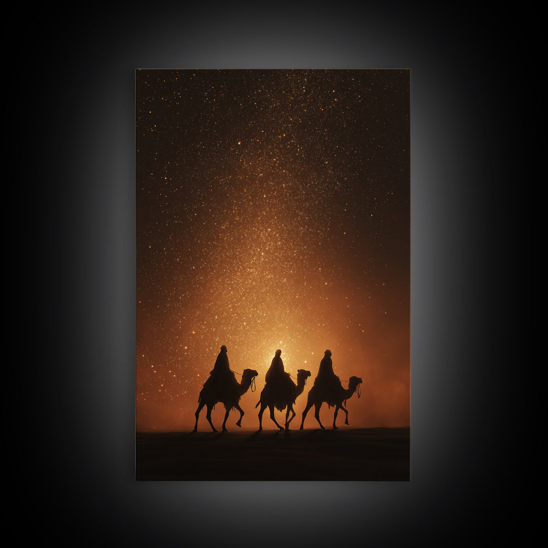 Golden Heavens – Framed Canvas Print – Christian Art Canvas – Christian Wall Art – Christian Christmas Art – Jesus Painting