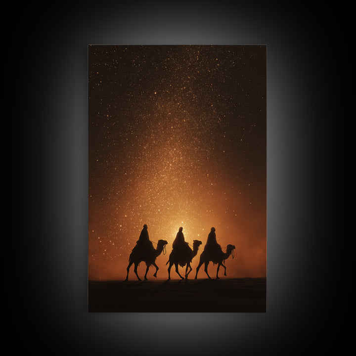 Golden Heavens – Framed Canvas Print – Christian Art Canvas – Christian Wall Art – Christian Christmas Art – Jesus Painting