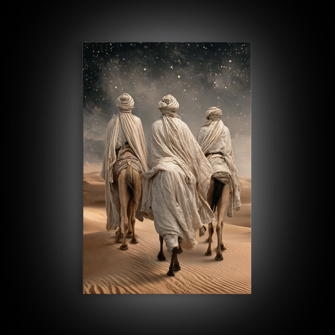 Desert Pilgrims – Framed Canvas Print – Christian Christmas Art – Jesus Painting – Christian Wall Art – Christian Art Canvas – Christmas Ar