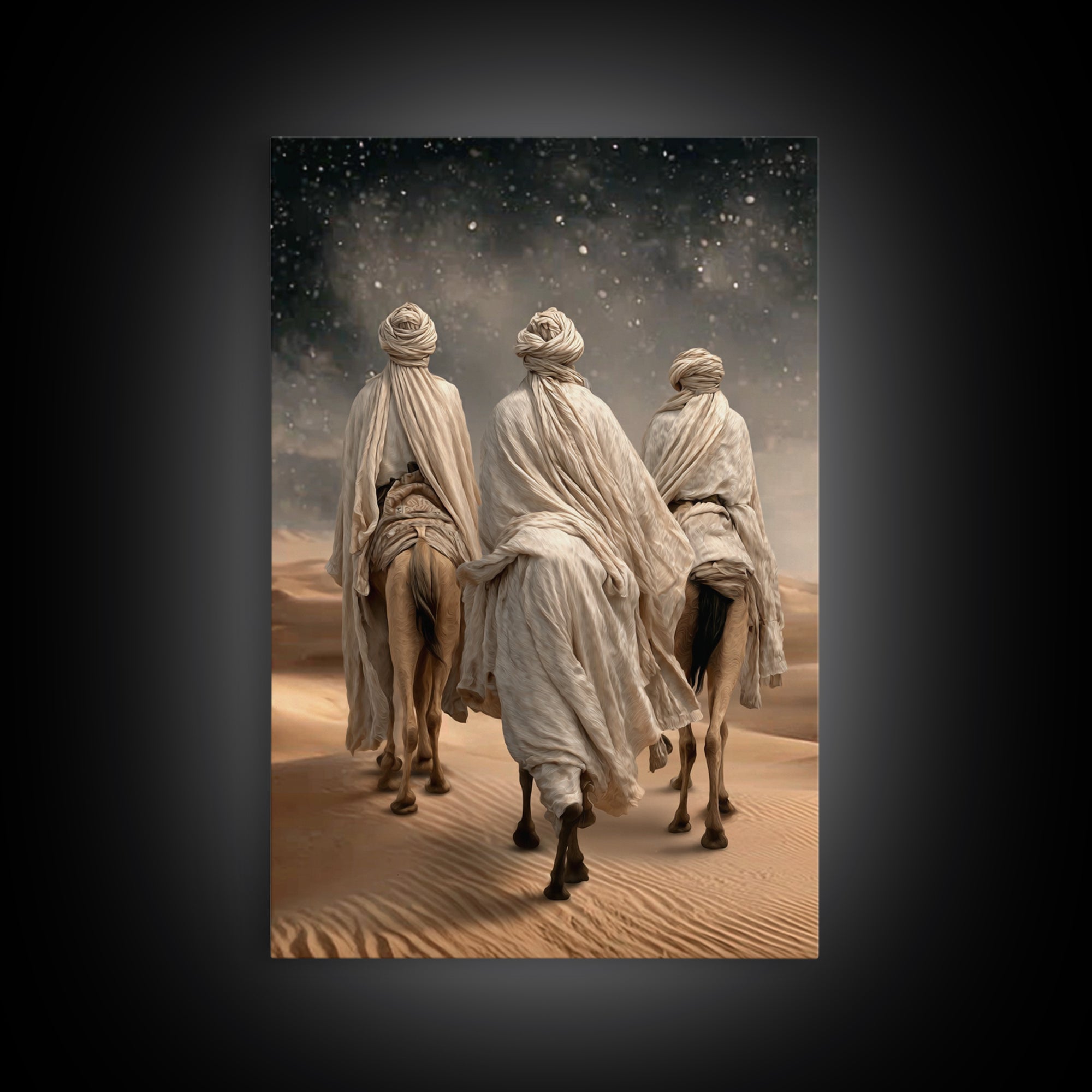 Desert Pilgrims – Framed Canvas Print – Christian Christmas Art – Jesus Painting – Christian Wall Art – Christian Art Canvas – Christmas Ar
