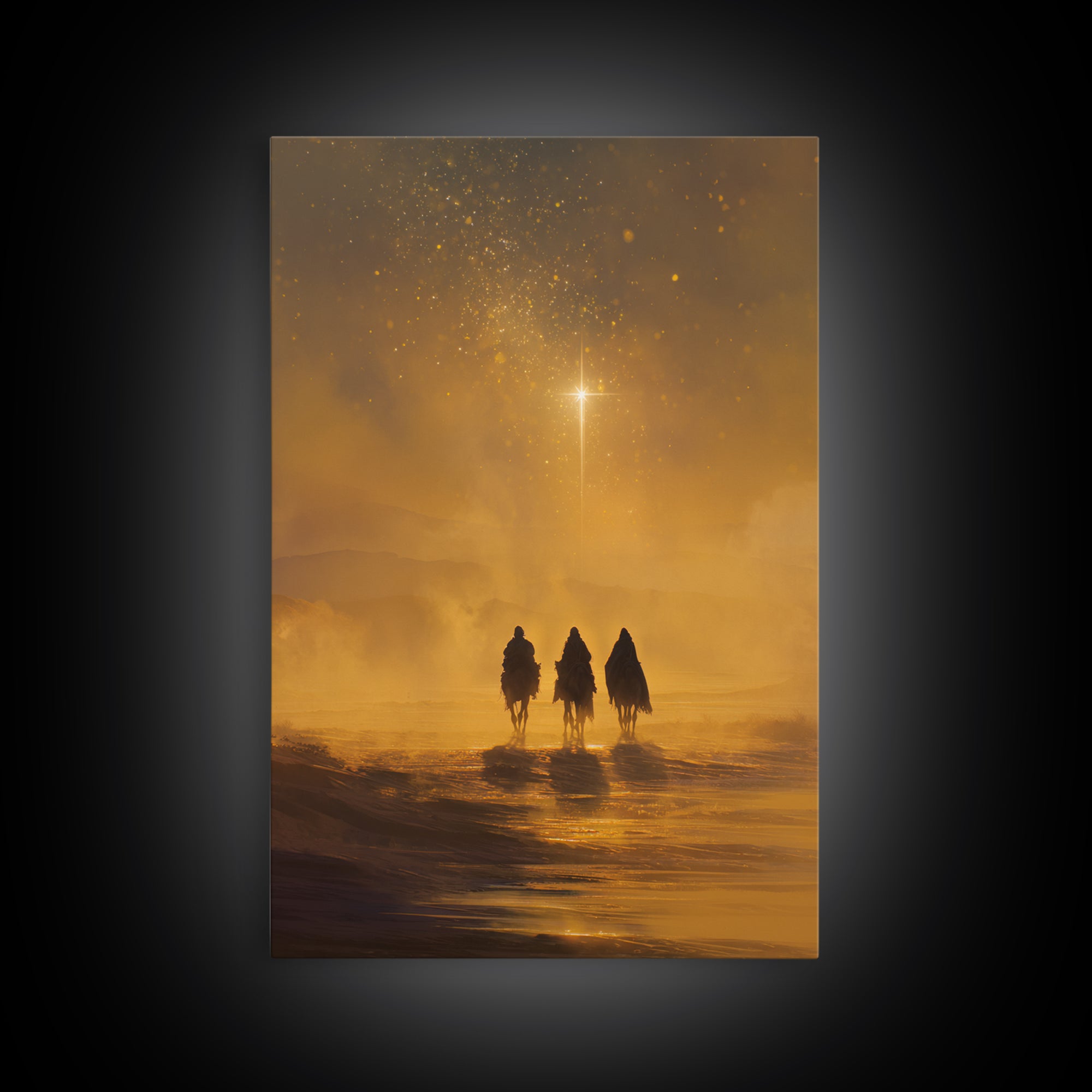 Golden Starpath – Framed Canvas Print – Christian Christmas Art – Christian Art Canvas – Jesus Painting – Christian Wall Art – Christmas Ar
