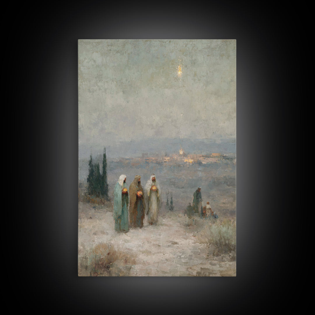 Pilgrims United – Framed Canvas Print – Christian Art Canvas – Christian Christmas Art – Christian Wall Art – Jesus Painting – Christmas Ar