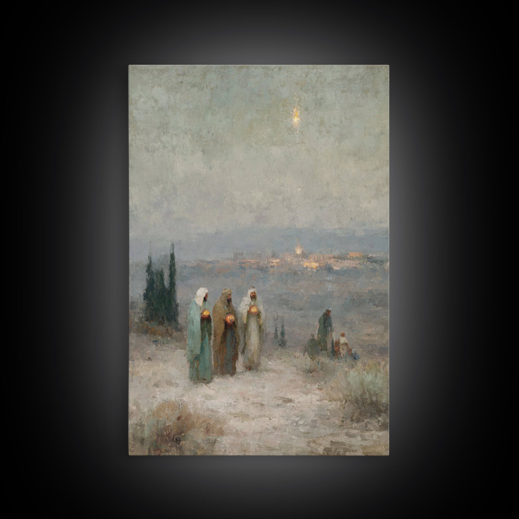 Pilgrims United – Framed Canvas Print – Christian Art Canvas – Christian Christmas Art – Christian Wall Art – Jesus Painting – Christmas Ar