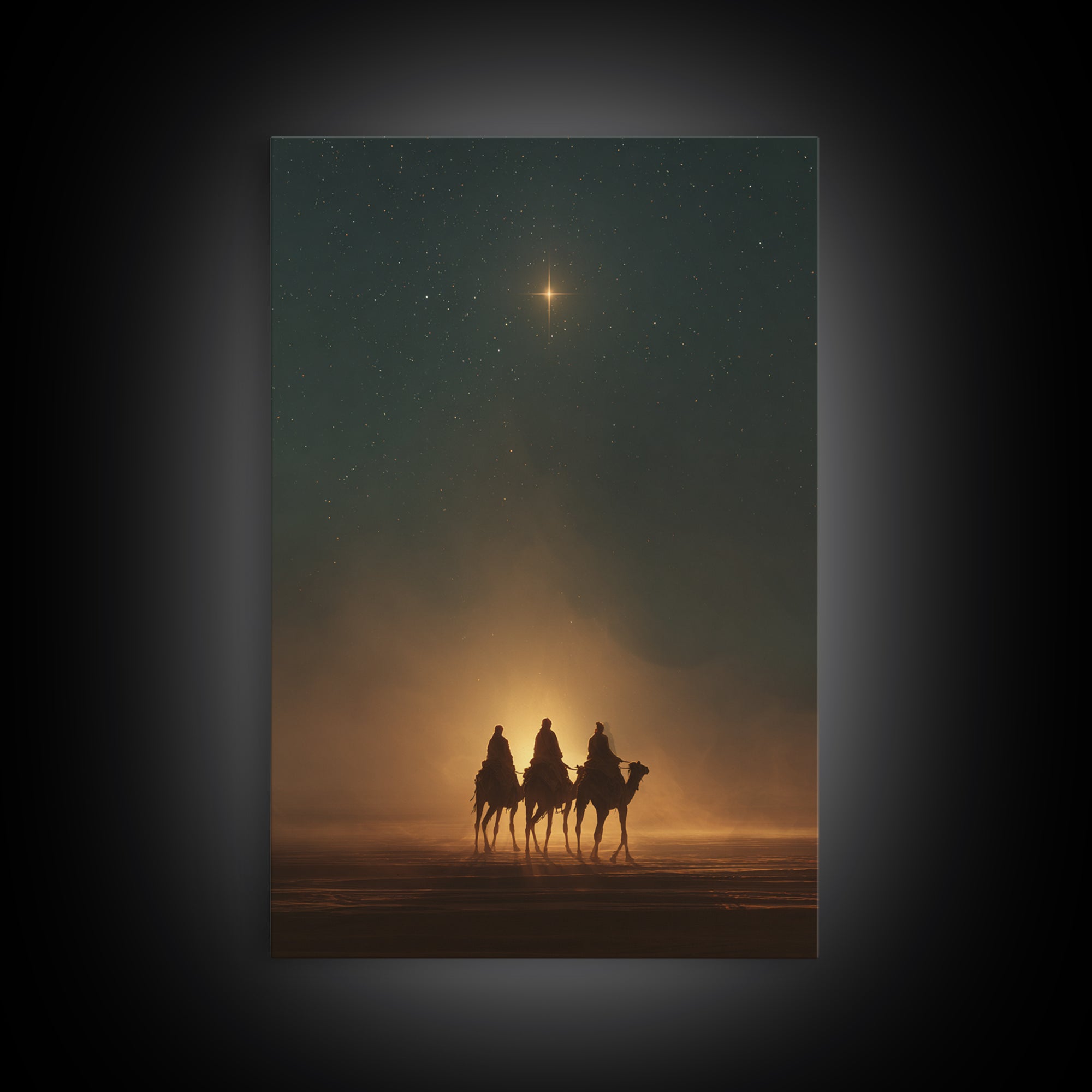 Desert Star Journey – Framed Canvas Print – Christian Art Canvas – Christian Christmas Art – Christmas Wall Art – Christian Decor – Christm