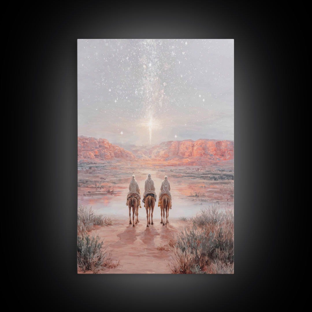 Radiant Night Star – Framed Canvas Print – Christian Christmas Art – Christian Wall Art – Christian Art Canvas – Christmas Art – Christian