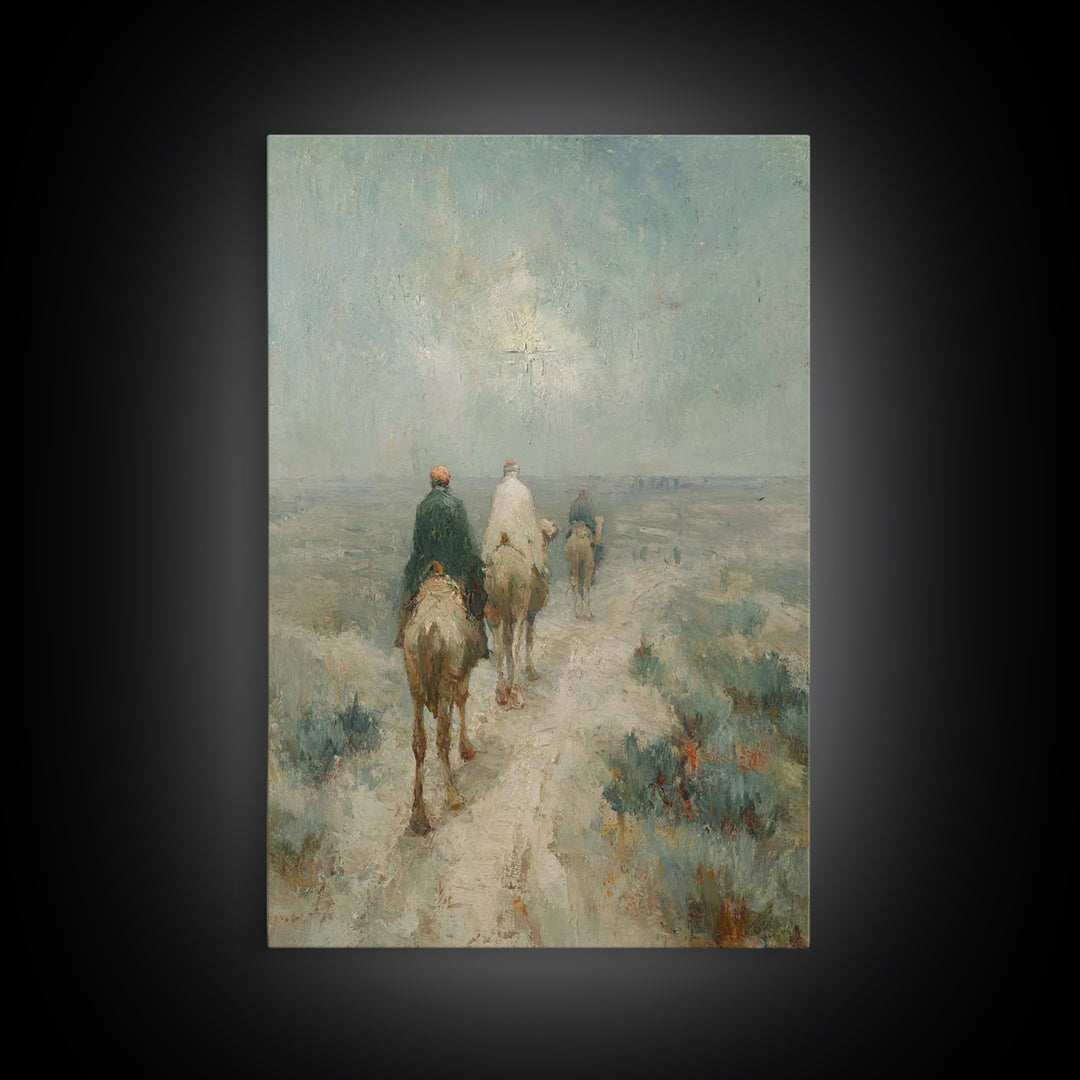 Ancient Kings Path, Framed Canvas Print, Christian Christmas Art, Christian Art Canvas, Christmas Wall Art, Vintage Christmas Art
