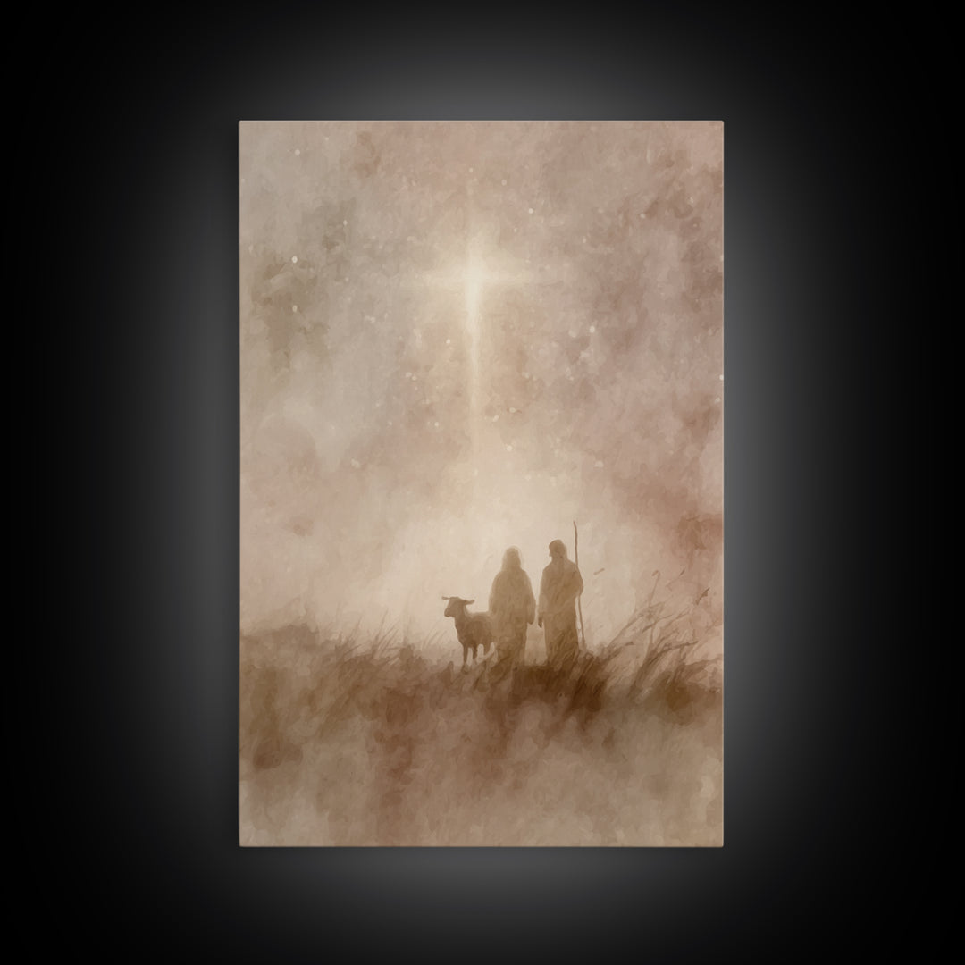 Shepherds At Dawn – Framed Canvas Print – Christian Art Canvas – Christian Christmas Art – Christian Art – Christian Wall Art – Christmas A