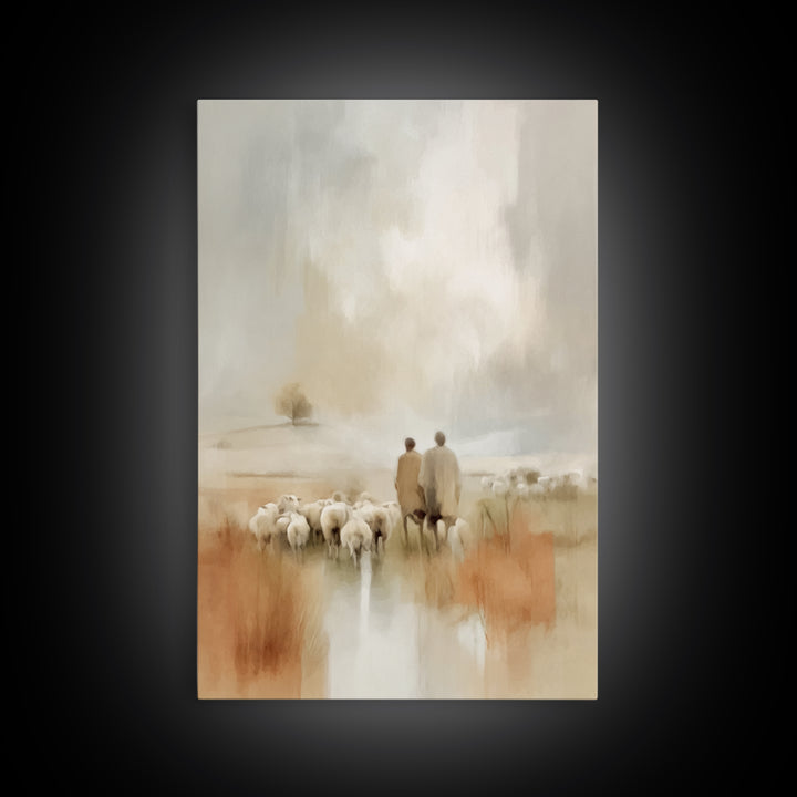 Pasture of Promise – Framed Canvas Print – Christian Wall Art – Christian Art Canvas – Christmas Art – Christian Christmas Decor – Christia