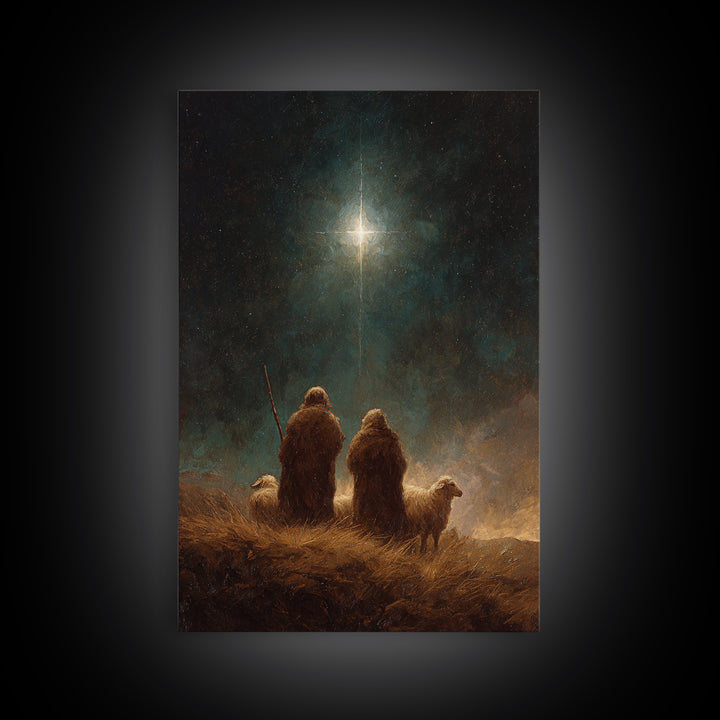 Shepherds’ Holy Night – Framed Canvas Print – Christian Art Canvas – Christian Wall Art – Christian Christmas Art – Christmas Art – Christi