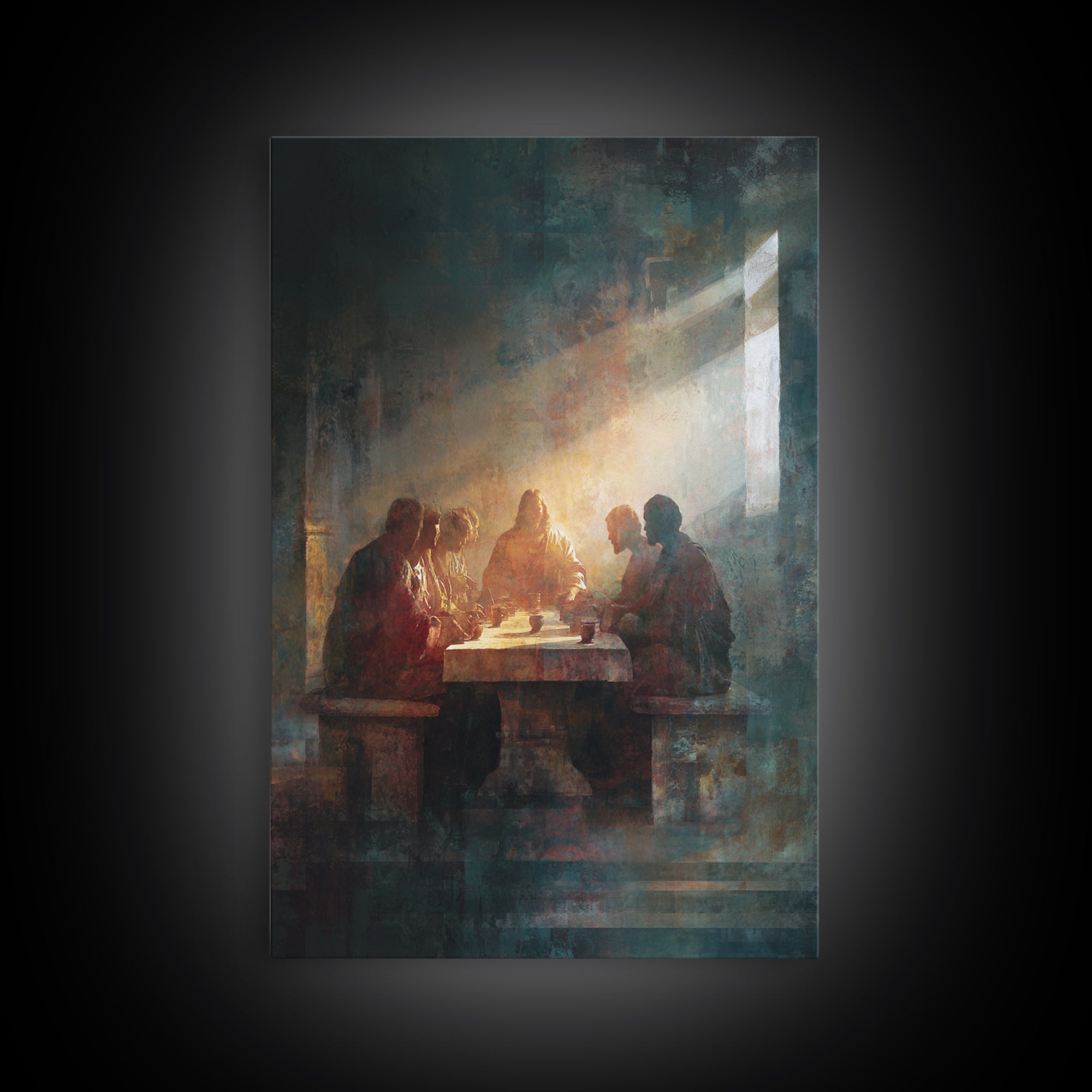 Divine Light Gathering – Framed Canvas Print – Christian Art Canvas – Christian Wall Art – Moody Christian Art – Jesus Painting – Christian