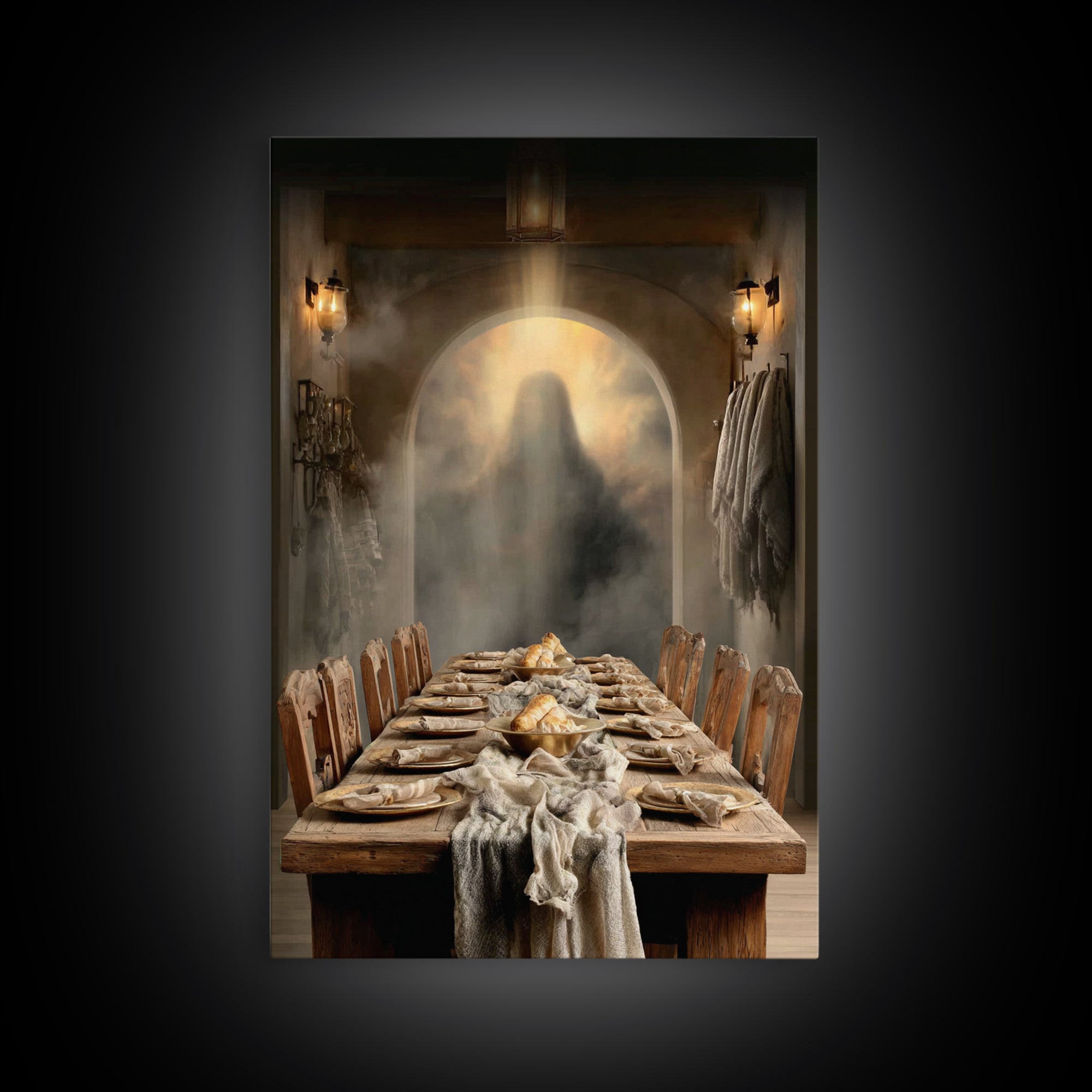 Eternal Supper Blue, Framed Canvas Print, Christian Wall Art, Christian Art Canvas, Modern Christian Art, Jesus Painting, Christian Gift, C