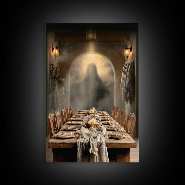 Eternal Supper Blue, Framed Canvas Print, Christian Wall Art, Christian Art Canvas, Modern Christian Art, Jesus Painting, Christian Gift, C