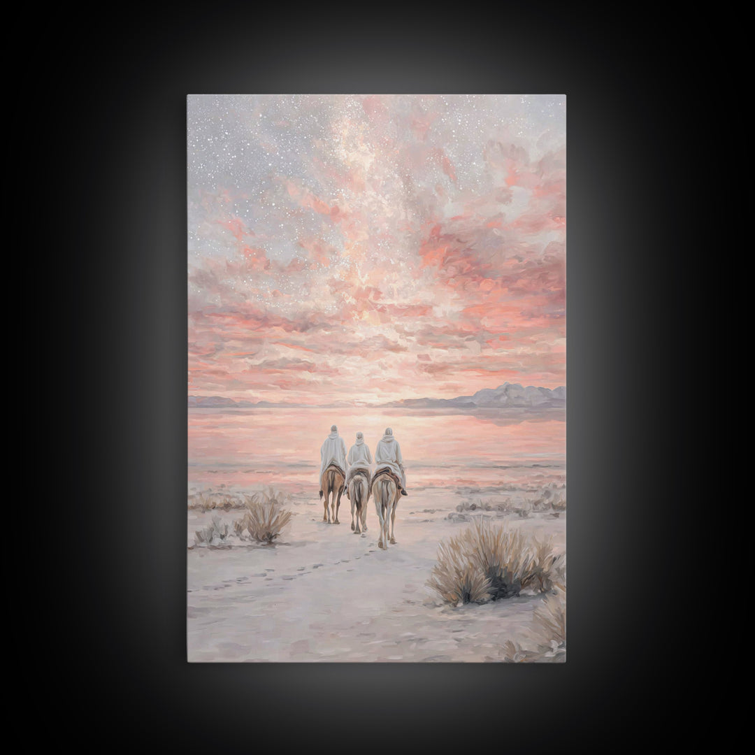 Desert Morning Light, Framed Canvas Print, Christian Art Canvas, Christmas Wall Art, Christian Christmas Decor, Modern Christian Art, Jesus