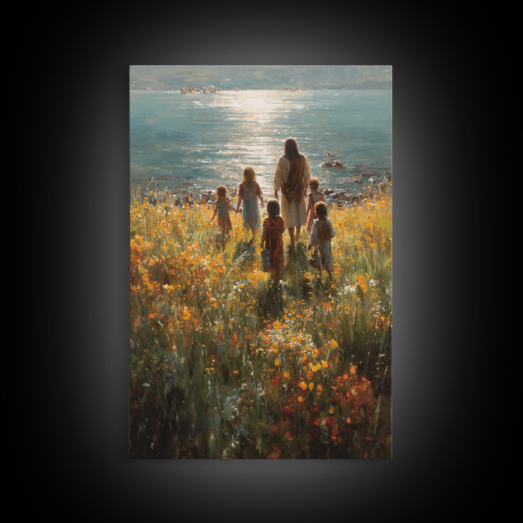 Light Of The Shore – Framed Canvas Print – Jesus Painting – Christian Wall Art – Large Christian Art – Christian Art Canvas – Christian Chr