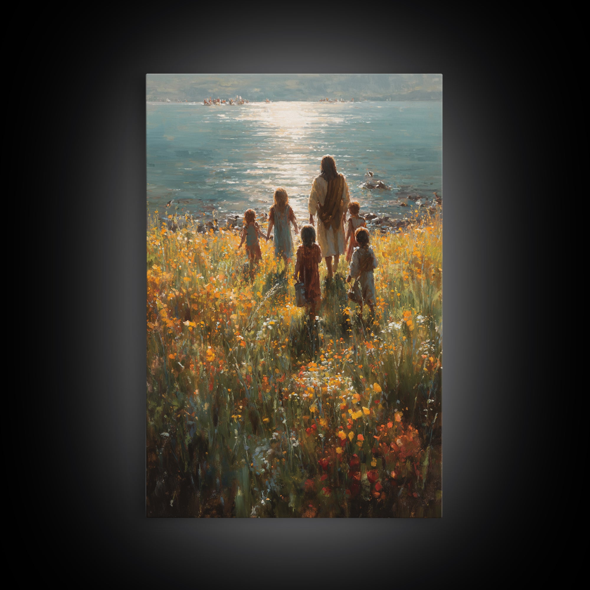 Light Of The Shore – Framed Canvas Print – Jesus Painting – Christian Wall Art – Large Christian Art – Christian Art Canvas – Christian Chr