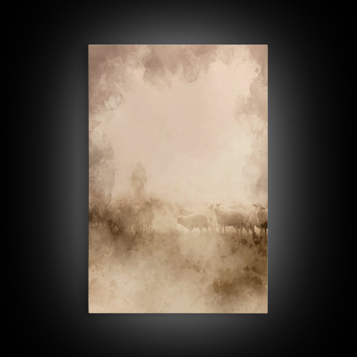 Pasture Morning – Framed Canvas Print – Christian Painting – Jesus Painting – Christian Wall Art – Christian Art Canvas – Moody Christian A