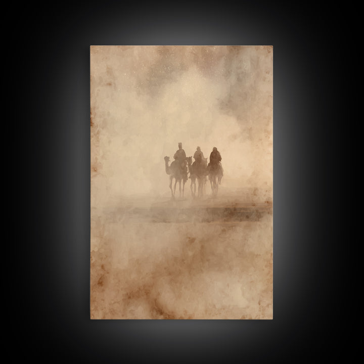 Three Kings Journey | Framed Canvas Print | Christian Wall Art | Christmas Art | Christian Christmas Art | Christian Art Canvas | Christian