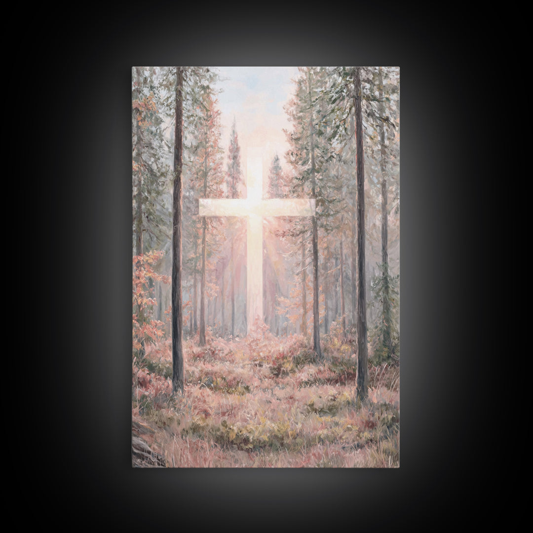 Glory In The Pines – Framed Canvas Print – Christian Art Canvas – Christian Wall Art – Christian Painting – Modern Christian Art – Christia