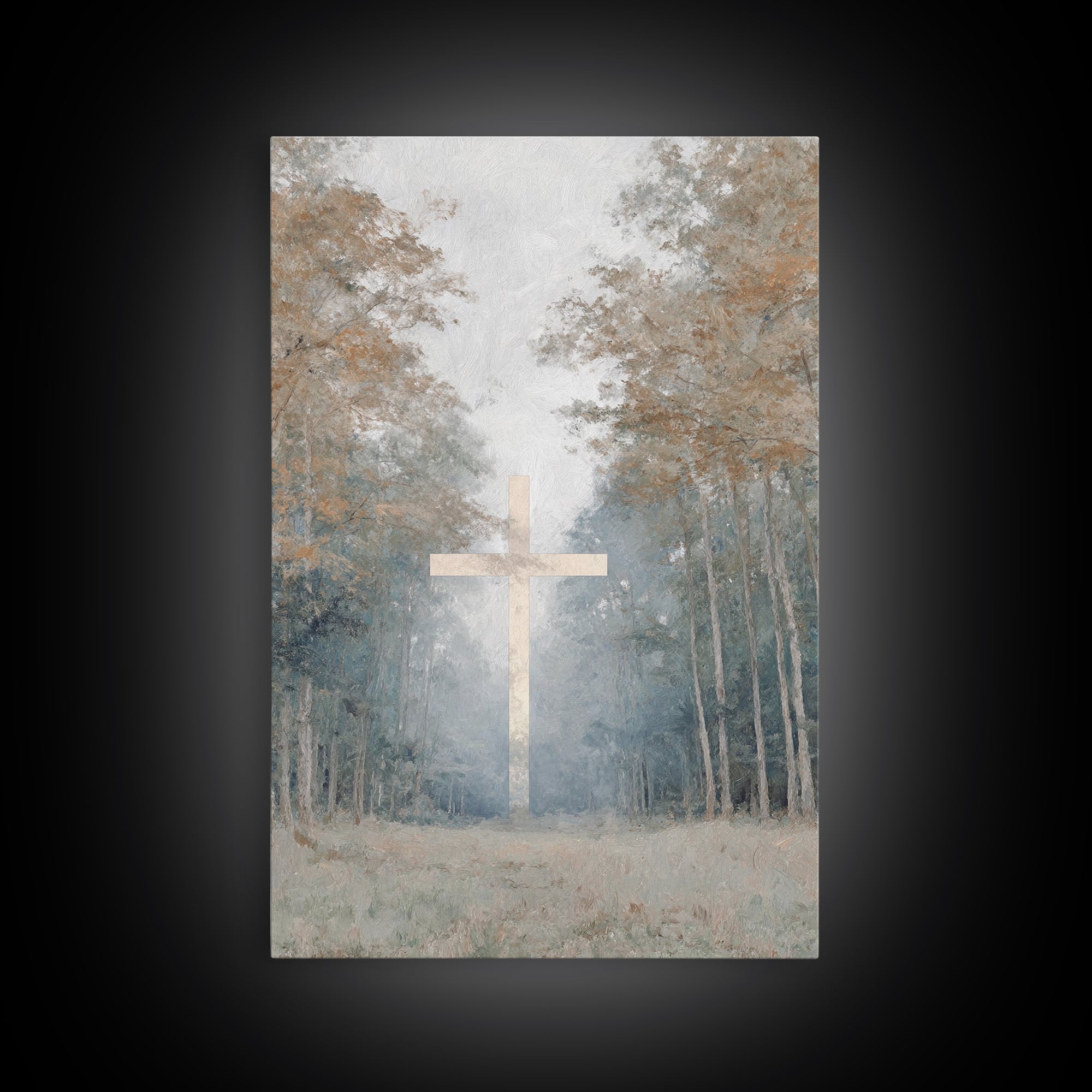 Stillness Of The Cross – Framed Canvas Print – Christian Painting – Christian Art Canvas – Christian Wall Art – Subtle Christian Art – Chri